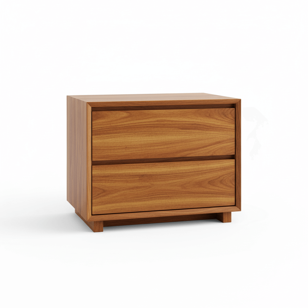 Kallin Solid Wood Boxy Profile 2 Drawers Side Table